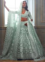 Butterfly Net Aqua Blue Bridal Wear Embroidery Work Lehenga Choli